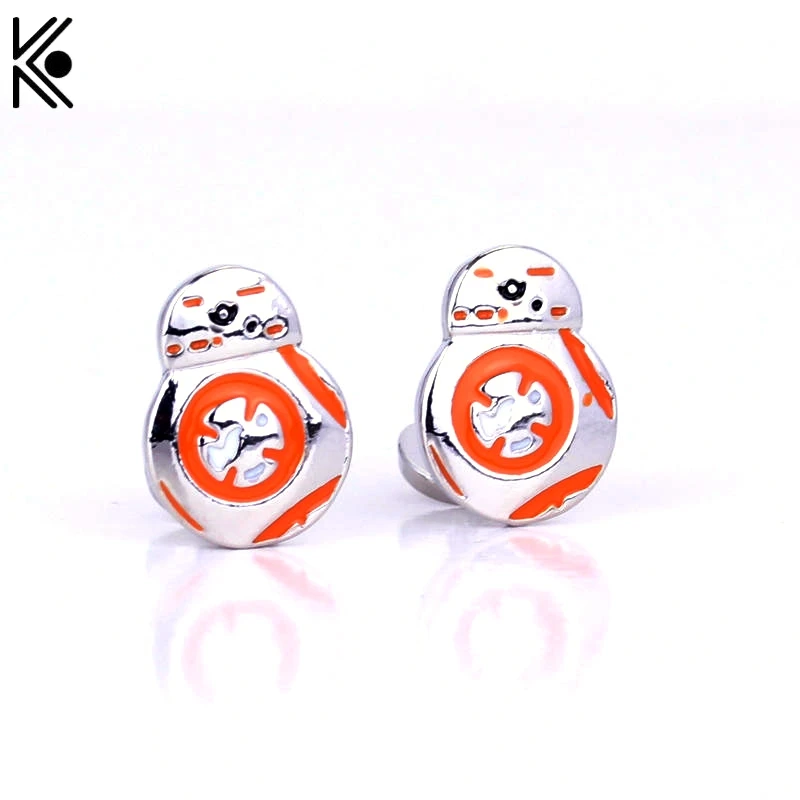 Hot Movie Star Wars Cute BB8 Main Character Cuff Links 12 Pairs/Lot Movie Fans Star Wars Gift BB8 Secret Robot Cuff Links