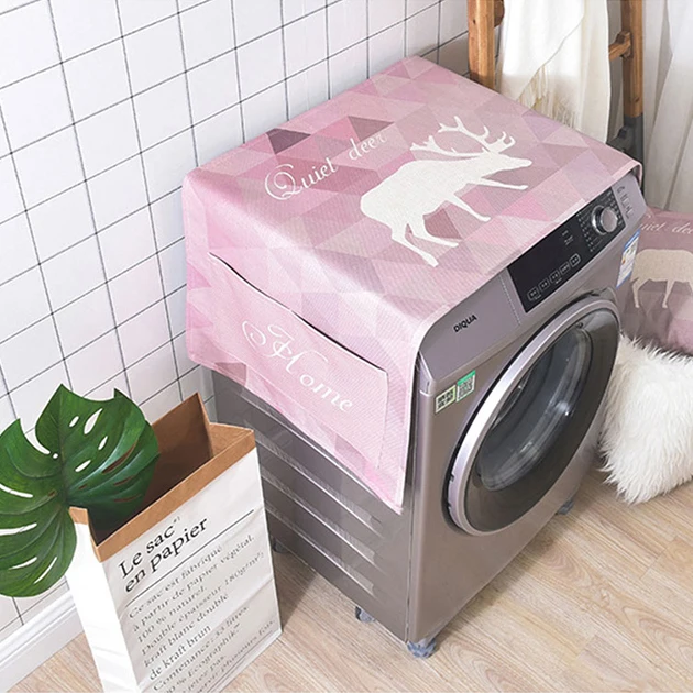 

Cotton Linen Dust Cover For Fridge Washing Machine Top Cover With Zipper Storage Bag Home Organizer Case Accessories