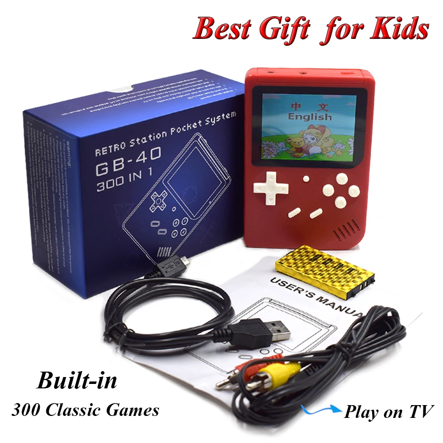 Retro Mini TV Handheld Portable Games Player Built in 300 Classic for