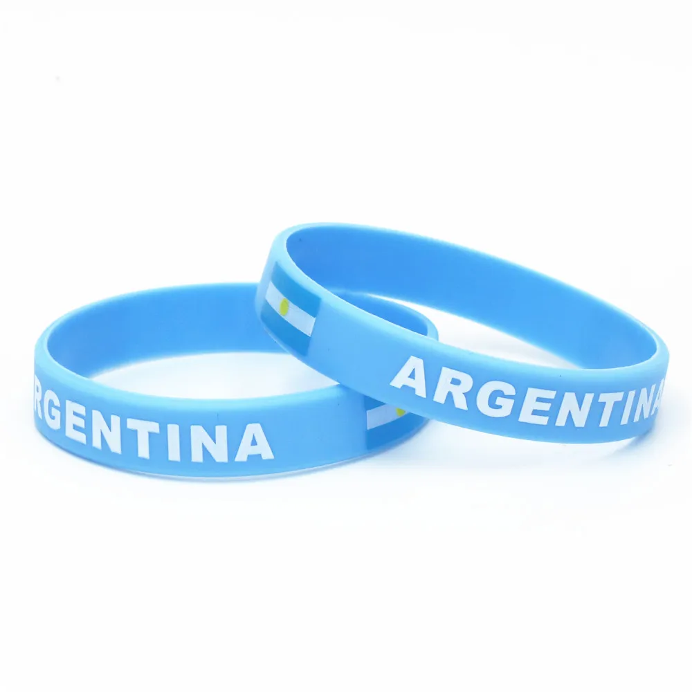 1PC Blue Argentina Flag Soccer Sport Wristband Blue White Football