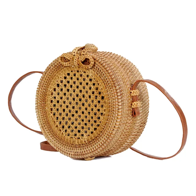 Rattan Bag Ins Hot Small Round Crossbody Bag Mesh Women Messenger Bag