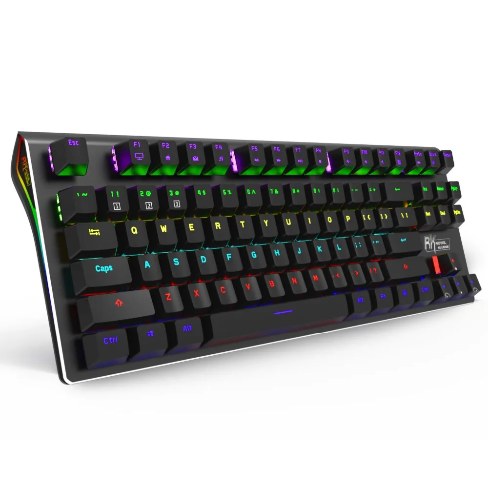 

RK G87 87 keys Gaming Mechanical Keyboard with Blue Switch Rainbow LED Backlit Backlight Anti-Ghosting for Gamer LOL DOTA