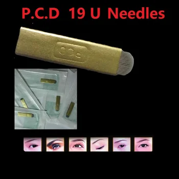 

100pcs Tattoo Needle PCD U Shape 19 Needle Permanent Eyebrow Makeup Blades for 3D Permanent Makeup Manual Tattoo Pen