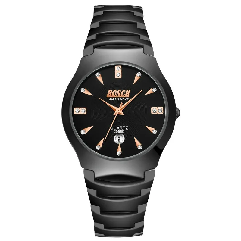 Luxury Unisex Watch Tungsten Steel Calendar Waterproof Fashion Lovers Quartz Watches Men Women Wristwatch Rhinestone Clock Gifts