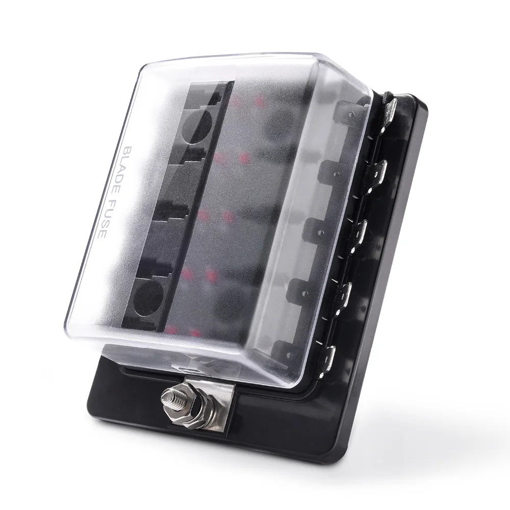 

MICTUNING 6 way/10 Way Blade Fuse Box Holder with LED Warning Light for Car Boat Marine Trike 12V 24V