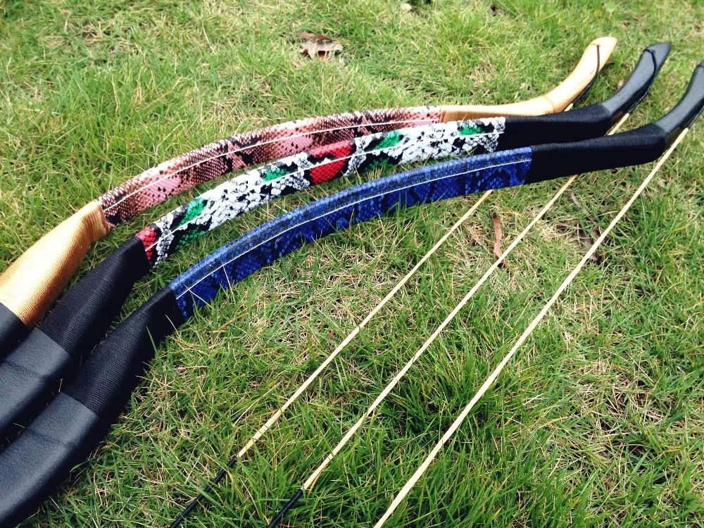 3 Colors Archery Recurve Bow Traditional Wooden Longbow Outdoor Hunting Target Shooting Games