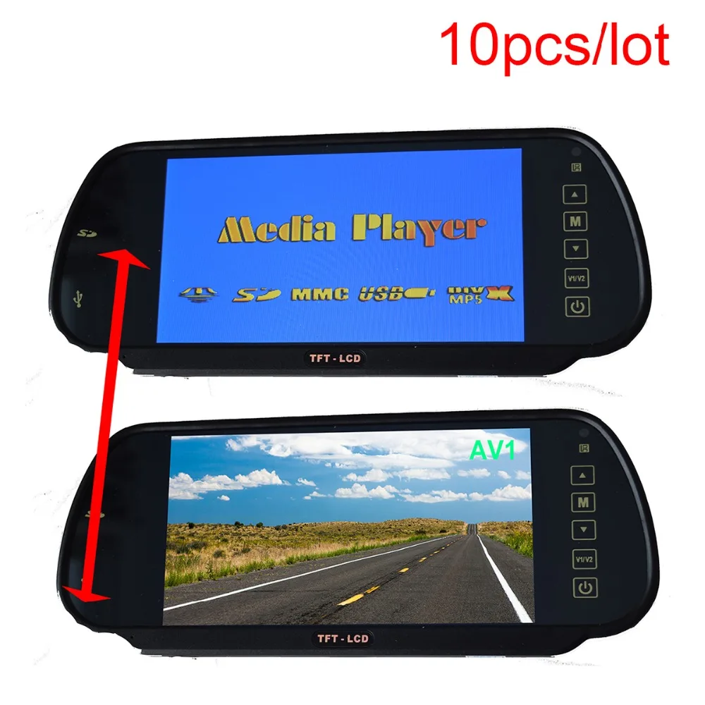 10pcs Car 7 inch HD Rear View Mirror Monitor (MP5 Player, FM