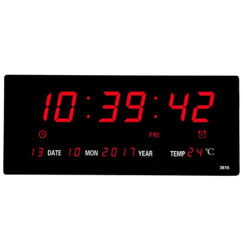 

With Thermometer Power Off Time Memory Clock Big Numbers Plugin Livingroom Office Led Calendar Wall Clock Perpetual Calendar E