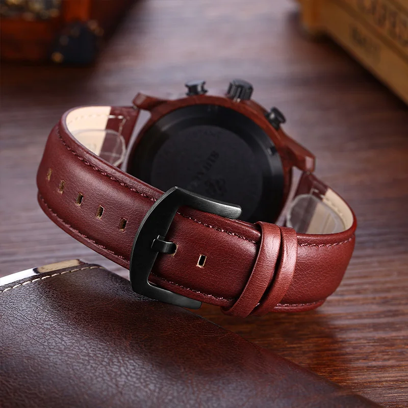 leather wood waterprooof man watch4