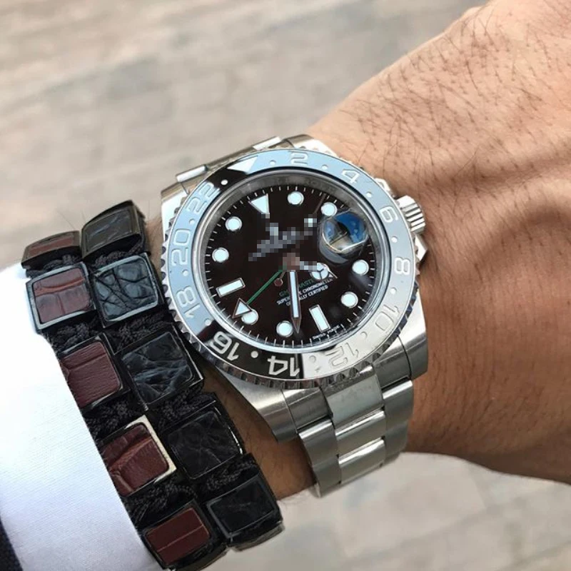 Черный Браслет из змеиной кожи mclroy с плетением кубической макраме 10 мм|bracelet