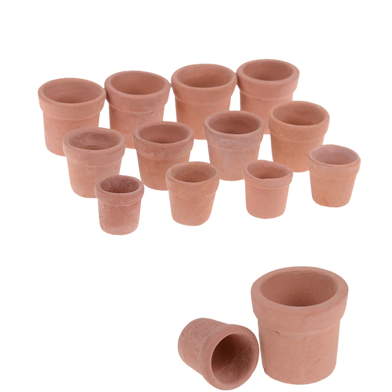 

12pcs Mini Red clay Flowerpot Simulation Garden Flower Pot Model Toy For 1/12 Dollhouse Miniature Accessories