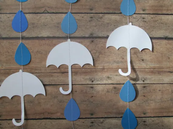 Gota De Lluvia Y Guirnalda De Paraguas Guirnaldas Verticales Paraguas Blancos Gotas De Lluvia De Azules Guirnalda Duchas De Novia Bebé Ducha Shower Shower Umbrella Umbrellaumbrella White Aliexpress