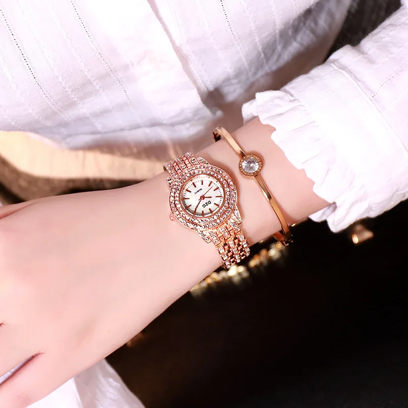 Роскошные женские часы со звездными бриллиантами, модные повседневные часы из розового золота со стальным ремешком, женские часы со стразами и браслетом, relogio feminino
