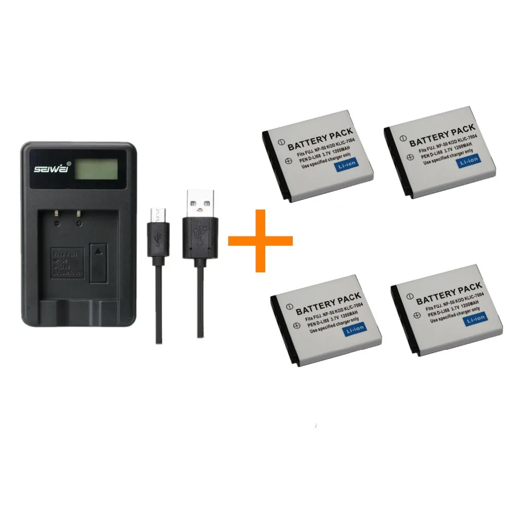 

4 pcs 1200 mAh NP-50 NP50 Battery With Single Battery Charger for Fuji FinePix F50FD, F60FD, F70EXR, F75EXR, F80EXR