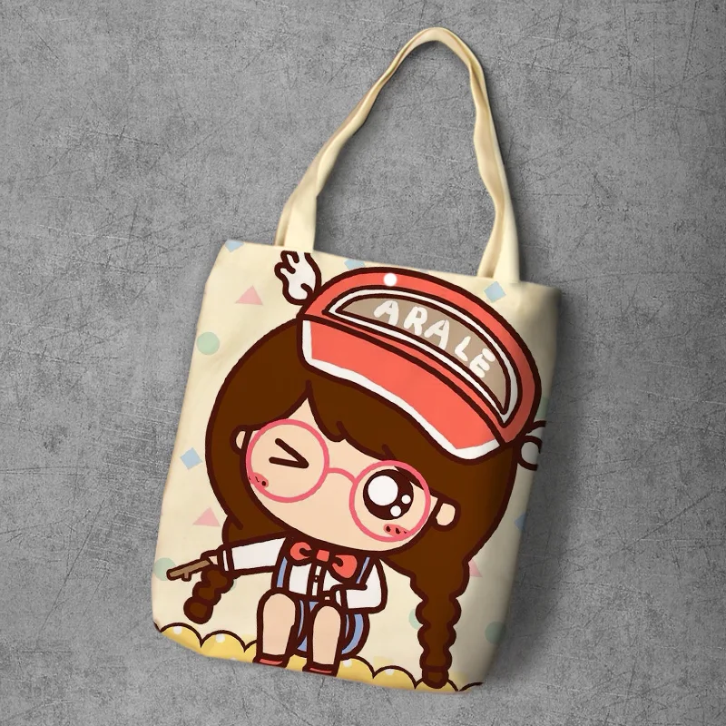 Arale девушка мультфильм студент печатных холст шоппинг рюкзак большой емкости аниме Tote Модные женские повседневные сумки на плечо