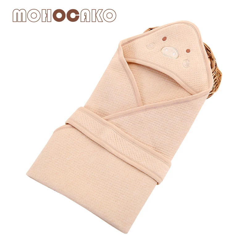 MOHOCAKO Naturally Colored Cotton Spring & Autumn Newborn Baby Blanket Soft Safe Infant Bedding