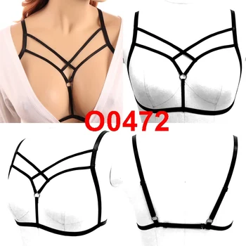 

Strappy Body Harness Sexy Lingerie Caged Bra Chest Belt Elastic Adjust Soft Tops Hollow Out Gothic Halloween Party Festival Rave