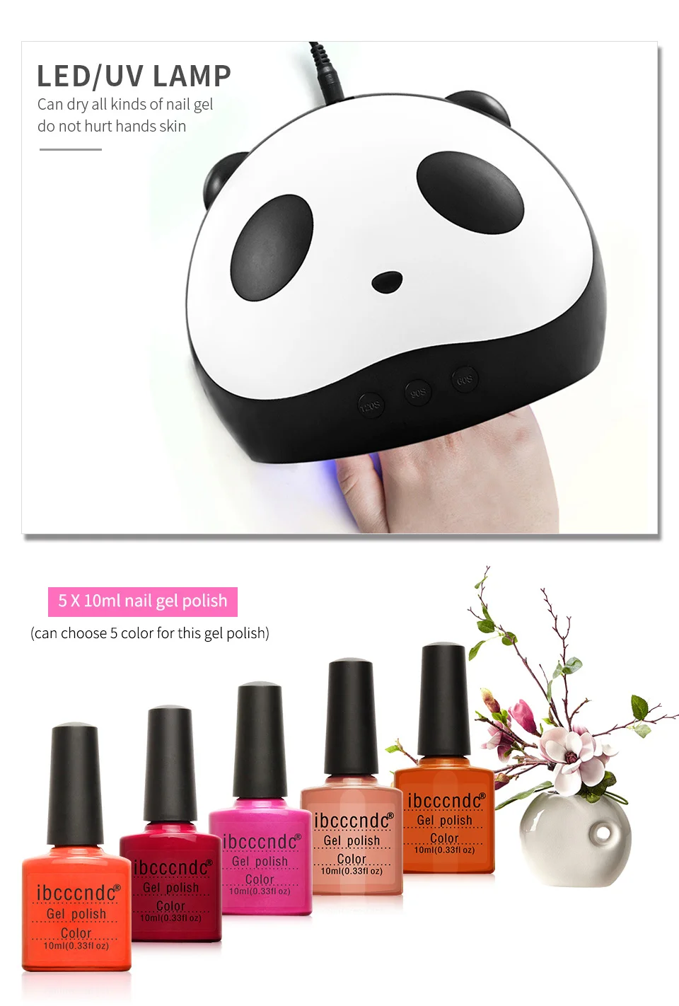 Secador de Lâmpada com 5 Unha Conjunto uv Pcs 10 ml Polonês Gel Absorver Off Manicure Semi Pernament Kit Pedicure Ferramenta Art 36 w 4 Nail Art Conjunto 36 w UV Secador