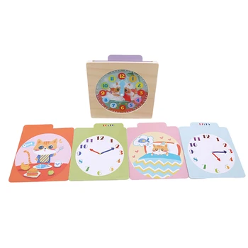 

Wooden multi-function Digital Clock Alarm Clock Calendar Cognition Wood Learning Early Childhood Intelligence Toy Calendar clocK