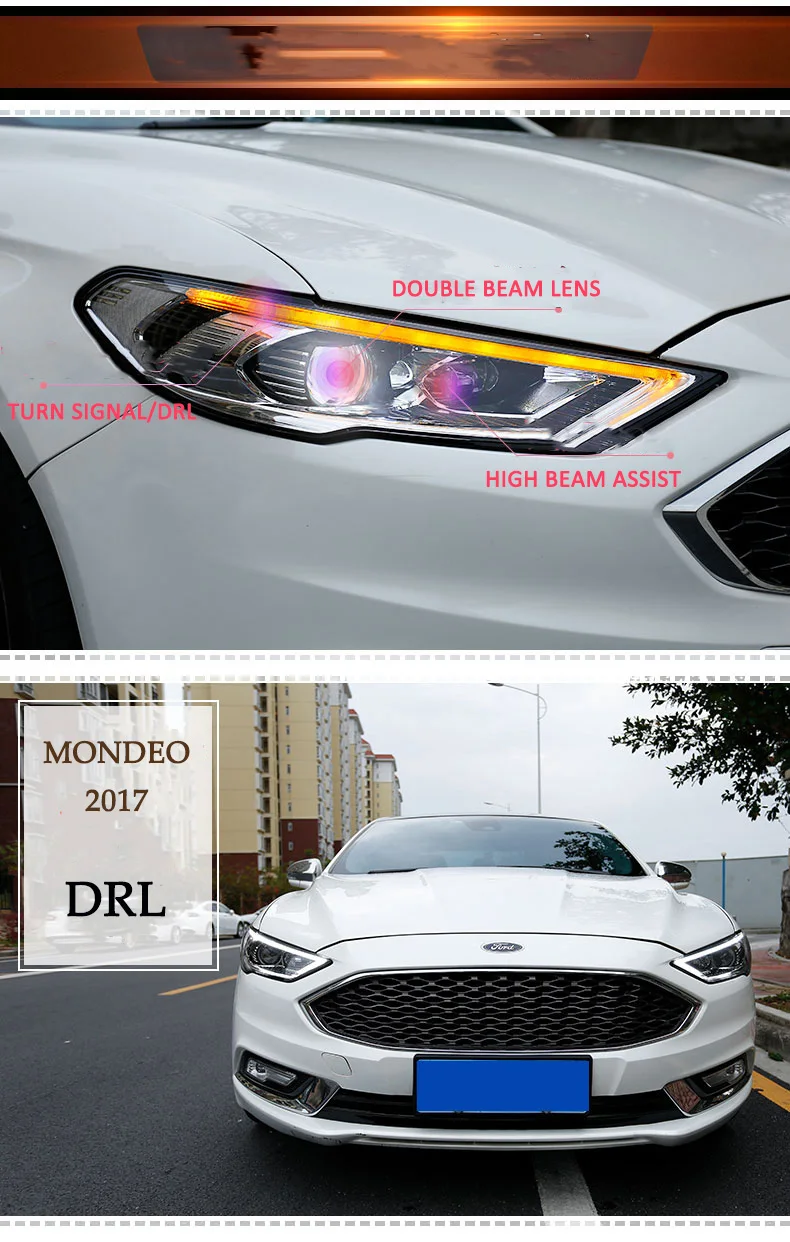 D-YL Автомобиль Стайлинг фара для Ford Mondeo фары fusion светодиодный фары DRL Hid биксеноновые фары объектив