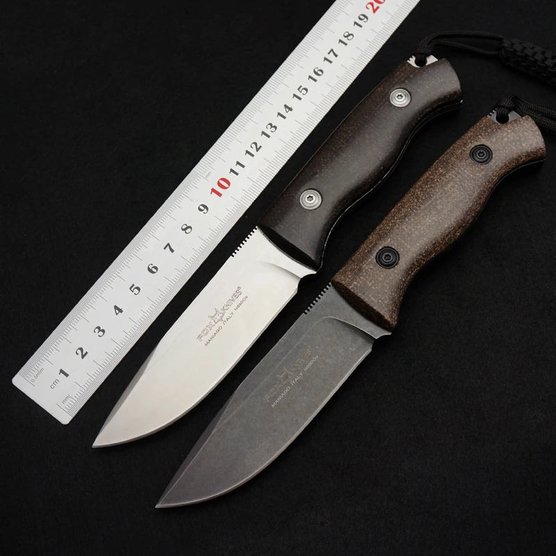 Newest EDC Fox Tactical Knives,D2 Blade Flax Handle Fixed Blade Knife