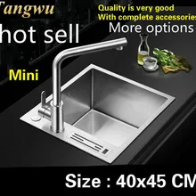 Стандартная Бытовая кухонная ручная раковина одинарная мойка маленькая прочная 304 нержавеющая сталь Горячая 400x450 мм