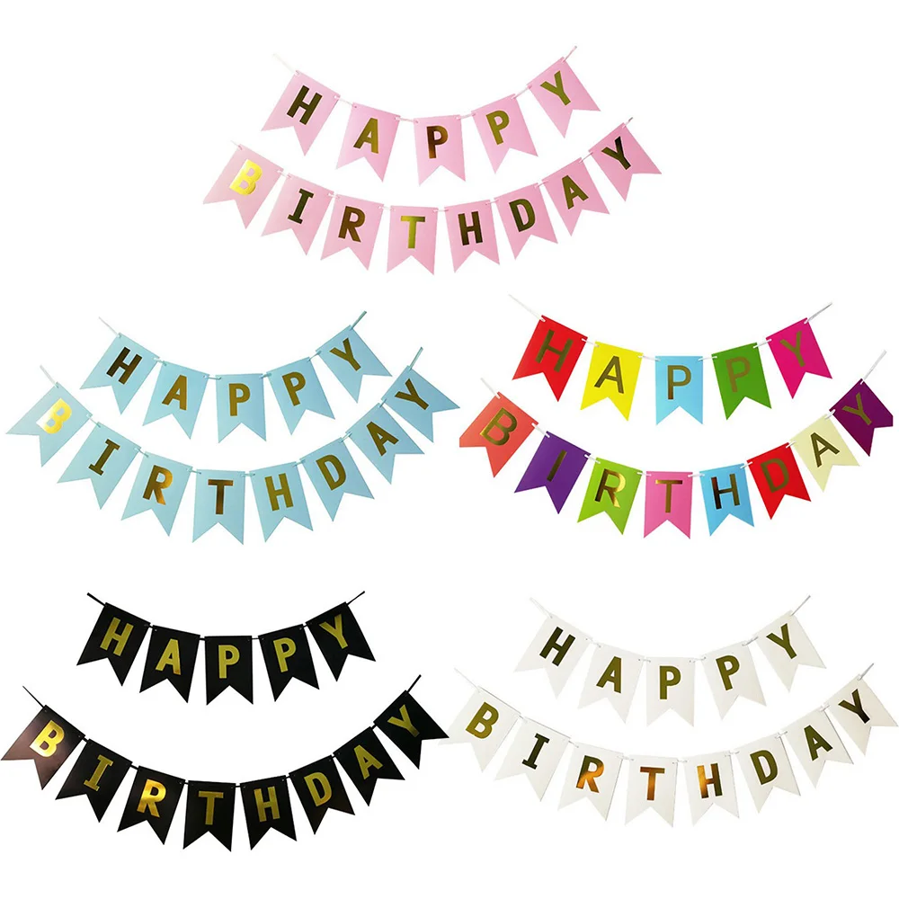 

1Set kids Paper Happy Birthday Banner Party Decorations Kids Garland Children Baby Boy Girl Child Bunting Adult Favors Supplies
