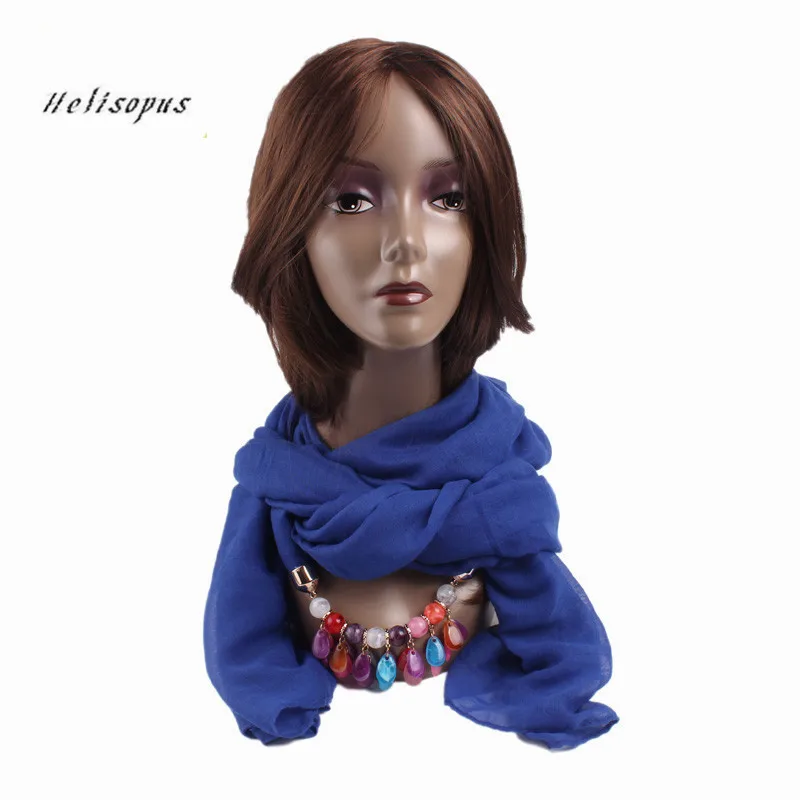 

Helisopus 2020 Women New Arrive Bohemian Marble Stone Pendant Turban Scarf Necklace Jewelry Neck Warmer Multi-use Headscarf