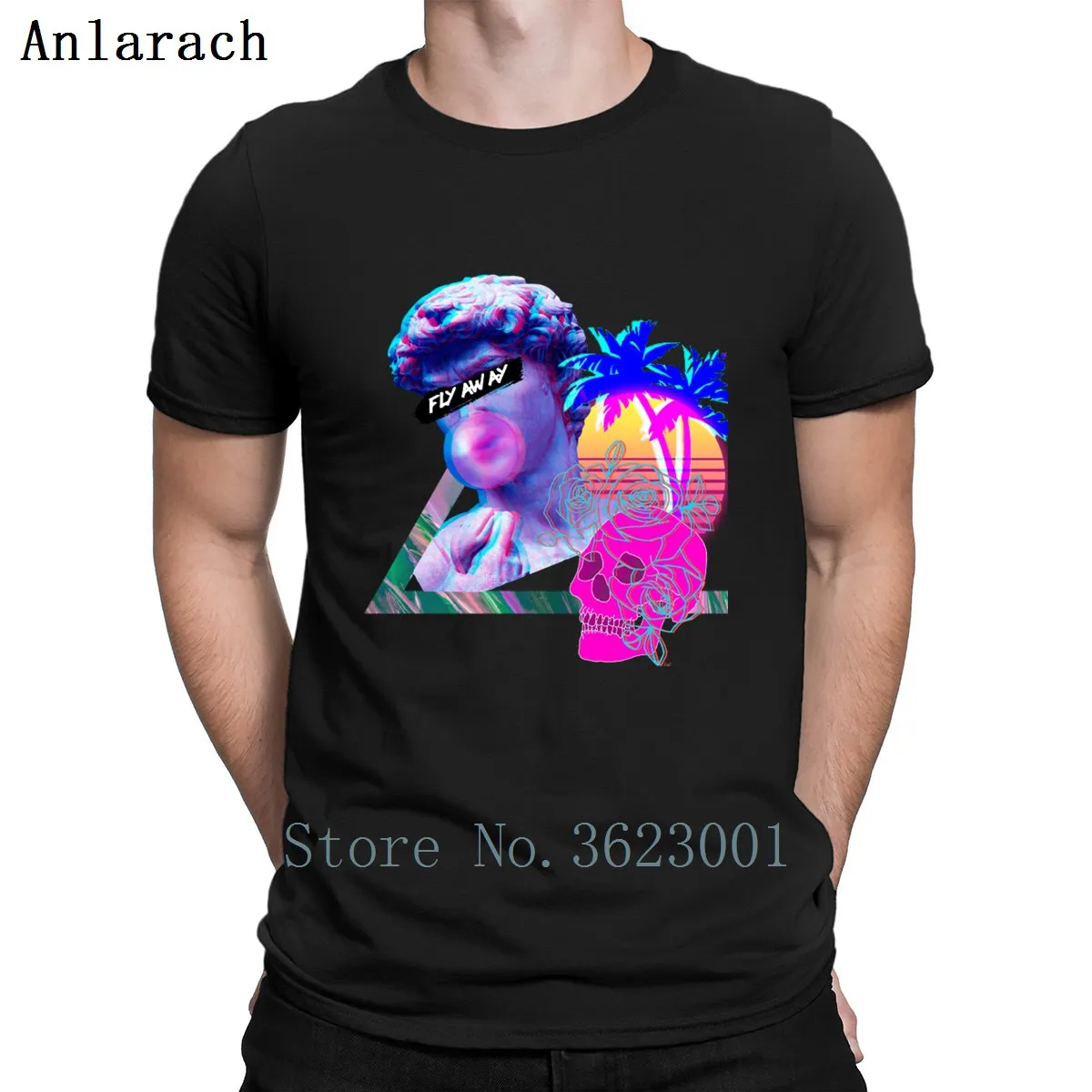 Aesthetic Vaporwave Fly Away Retro Synthwave 80s T Shirt Anti Wrinkle Super Plus Size Funny T