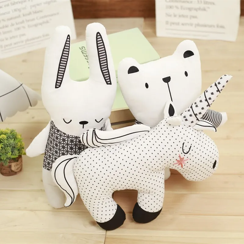 New Cotton Animal Plush Toys Nordic Style Rabbit Unicorn Bear Pillow Cushion Toys Children's Toys Baby Room Decoration 5