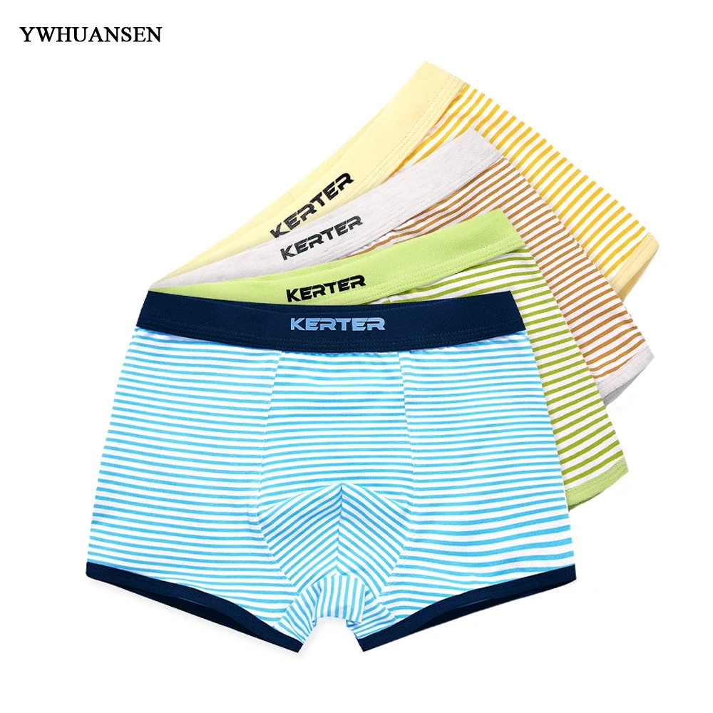 

YWHUANSEN 2018 new 2PCS/lot Four Seasons Universal Children Boxer Shorts Panties Cotton Striped Underpants cowards on the boy