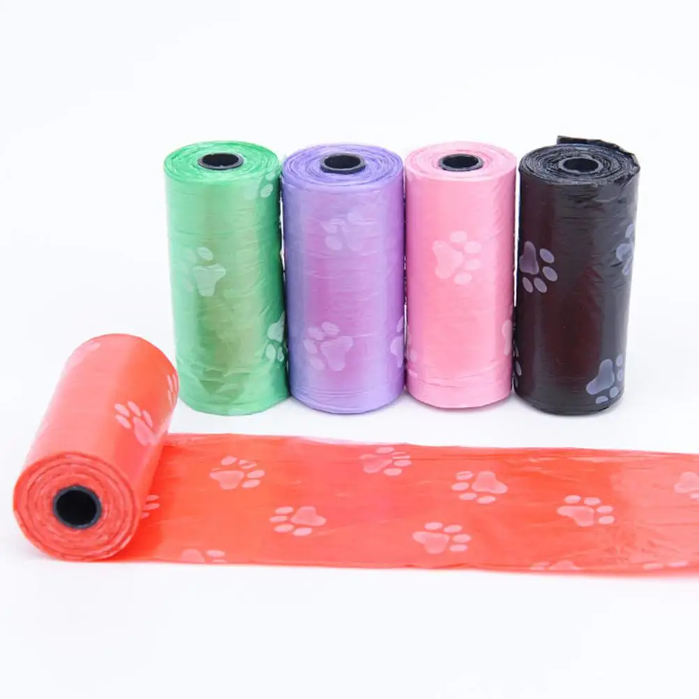 Adeeing Disposable Degradable Pet Dog Waste Poop Bag with Cute Paw Printing for Outdoor