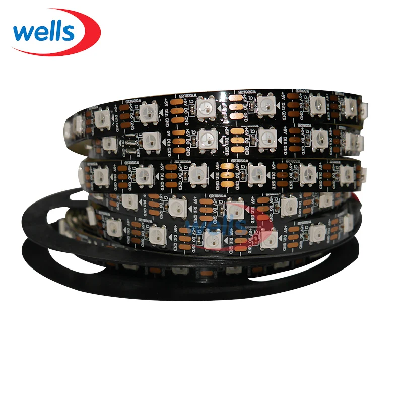 1M 5V 60LED WS2812B 5050 RGB LED Strip Light Kit Waterproof Black