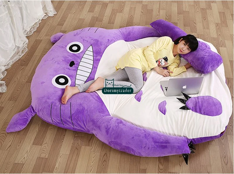 Dorimytrader 200cm x 170cm Japan Anime Totoro Sleeping Bag Plush Soft Beanbag Double Bed Mattress Sofa Tatami Carpet 2 Sizes Free Shipping DY60994 (6)