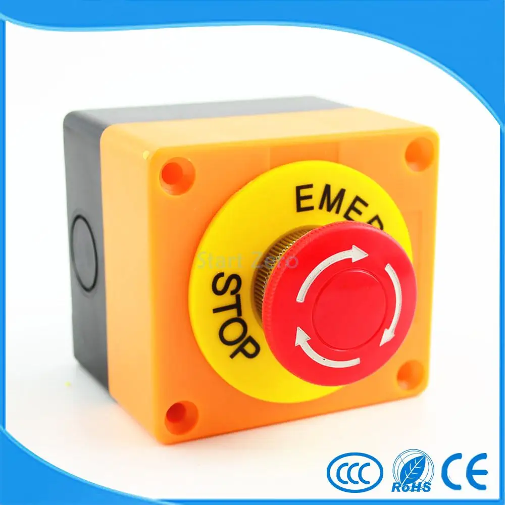 

Red Sign Emergency Stop Mushroom Push Button Switch NO+NC AC660V/10A