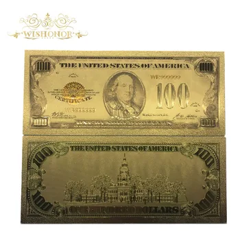 

100pcs /lot 1928 Year's Edition Of American 100 Dollar Bill Gold Foil Banknote Fake Paper Money USD Currency Bank Note For Gift