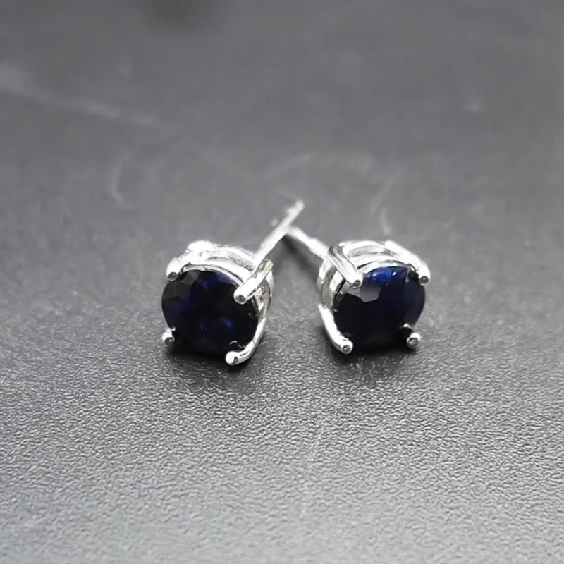 

LANZYO 925 Silver natuarl sapphire stud Earrings fashion jewelry anniversary plant women Christmas gift wholesale e050502agl