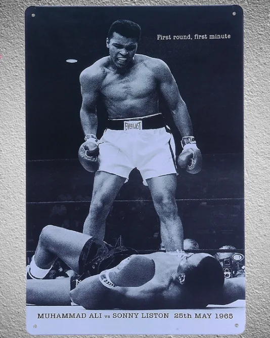 

1 pc Muhammad Ali Legend Boxer Boxing Martial art Tin Plate Signs wall man cave Decoration bar Art retro vintage Poster metal