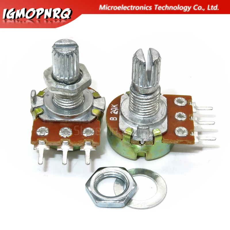 Potentiometer Kit Multiturn Potentiometer 10PCS WH148 3PIN 15mm Shaft With Nuts And Washers