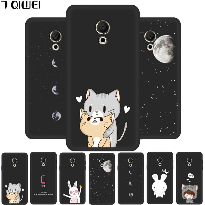 

For Meizu 15 Lite Case M15 5.46'' Cover Black Silicone Soft Case For Meizu 15 Lite Case Cover TPU Funny Rabbit 15Lite M871Q Para