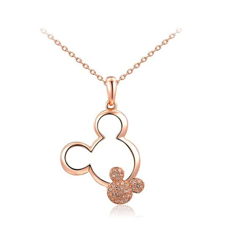 

Garilina Light luxury jewelry pendants White cubic zirconia rose gold luxury Mickey necklace for women P2139