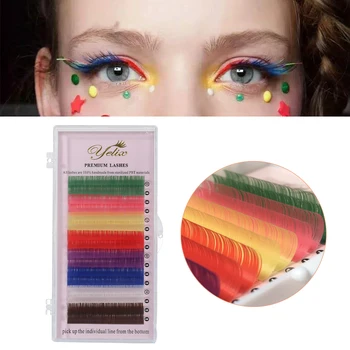 

Yelix 16rows 8 Colors Rainbow color lashes Eyelash Extension colorful false individual eyelashes Fake Lashes supplies lash