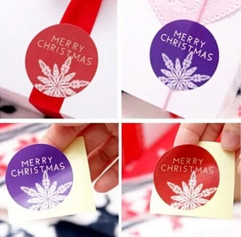 

80PCS Round design snow flower Merry Christmas series DIY multifunction Sealing sticker Funny baking packaging label