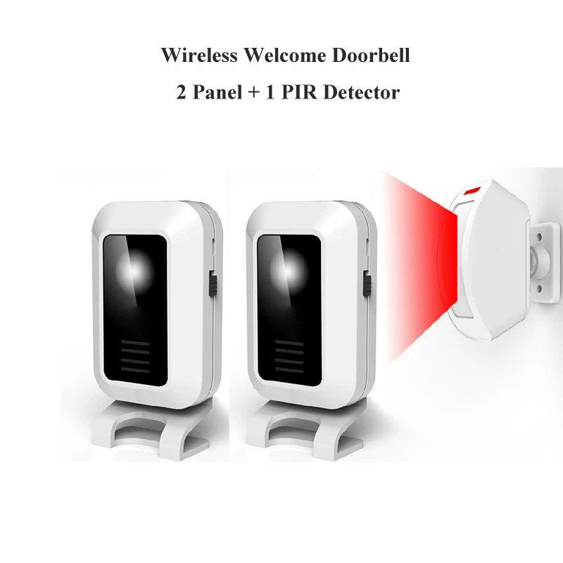 Wireless PIR Motion Sensor Alarm With 1 Detector 2 Panel Controls Chime Wireless