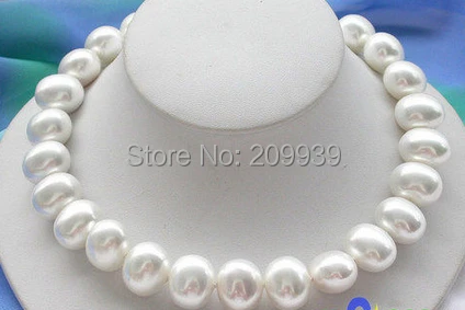

huij 001034 17" 19mm white egg SOUTH SEA SHELL PEARL NECKLACE