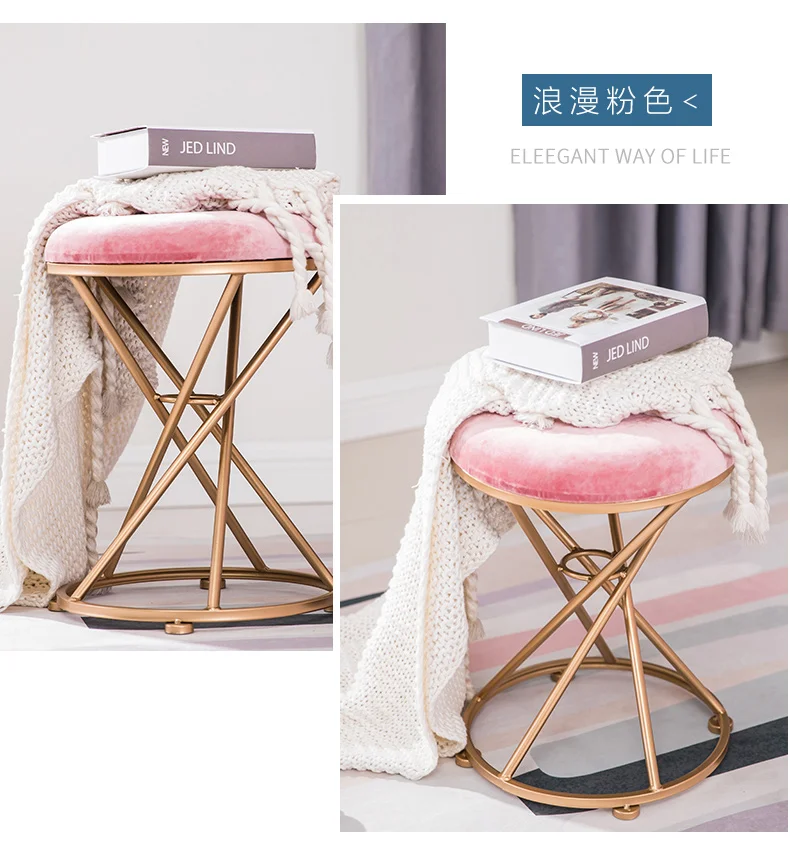 North gdeilipo dressing stool fashion wrought iron stool fabric change shoe bench bedroom dressing table chair nail makeup stool