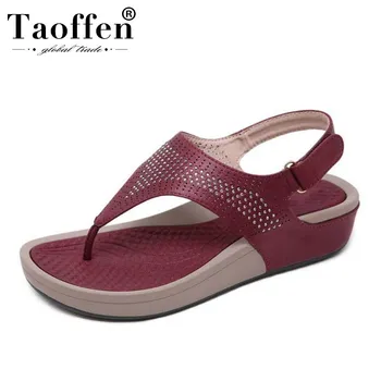 

TAOFFEN Young Fashion Wedges Sandals Outdoor Buckle Daily Simple Shoes Women Flip Flops Summer Beach Shoes Size 35-42
