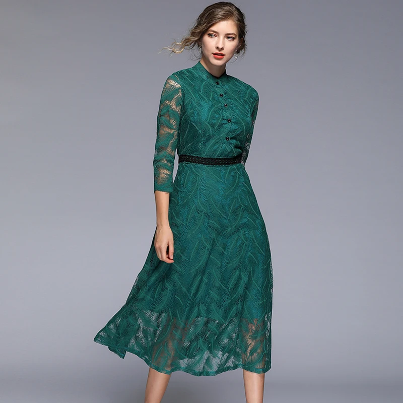 Модное летнее кружевное платье Элегантное повседневное тонкое женское ...