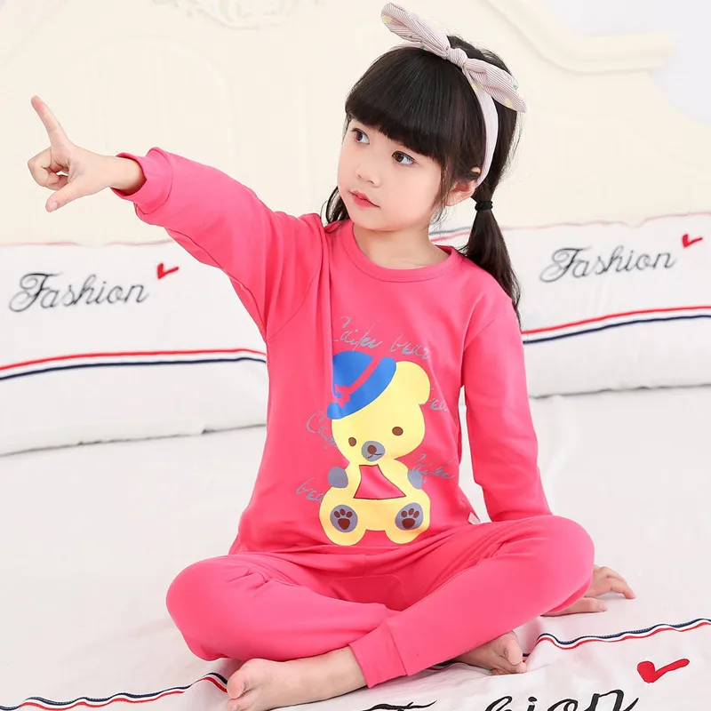 SAILEROAD/Детские пижамы для девочек комплект детской одежды детская пижама Детский комплект для сна; пижама с длинным рукавом Носки с рисунком медведя из мультика кошка Животные печатных пижама ночная рубашка - Цвет: 0078 same photo