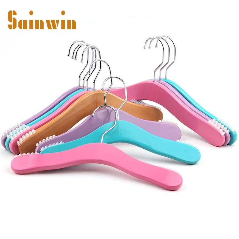 

Sainwin 10pcs/ot Children solid wood hanger slip-resistant infant newborn racks baby clothes hanging household clothes hanger